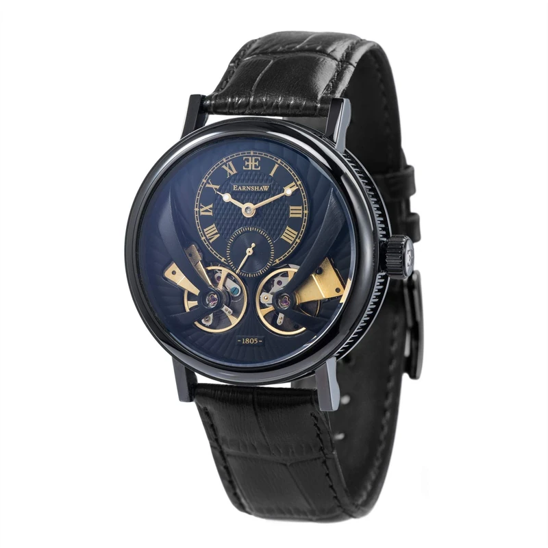 Thomas Earnhshaw Men's Beaufort Anatolia Automatic Mechanical Watch with Black Dial Analogue Classic Display and Black Leather Strap ES-8059-04 - Image 1