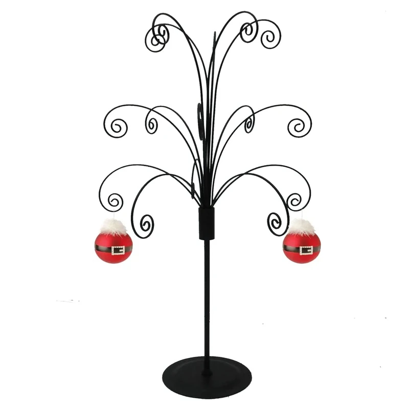HOHIYA 20 Inch Ornament Tree Display Stand Holder Hanger Wire Hook Hanging Metal for Halloween Christmas Swarovski Crystal Glass Ball Bauble Decorations Gift Craft Black