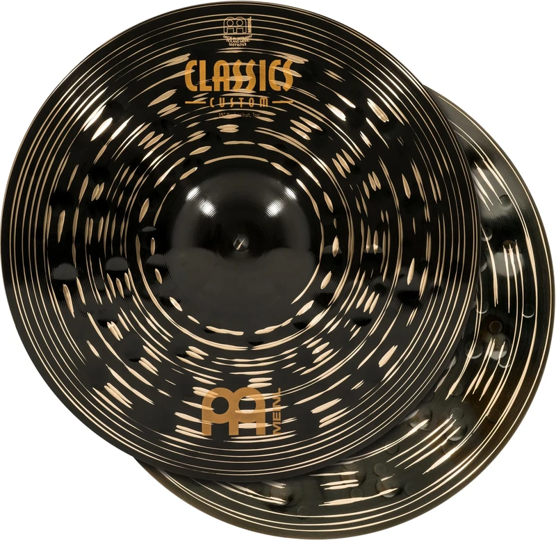 Meinl Cymbals Classics Custom Dark Hihat Cymbal 15 inch (Video) for Drum Set (38,10cm) – Pair – B12 Bronze, Dark Finish, Made in Germany (CC15DAH)