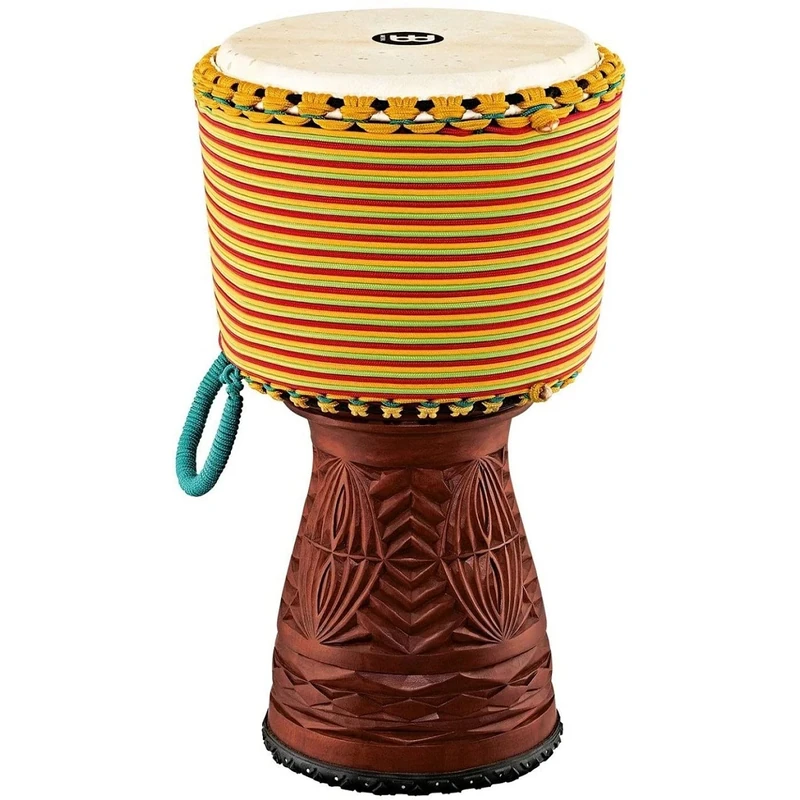 Meinl Percussion 12" Artisan Edition Tongo Carved Djembe, Coloured Wrapping