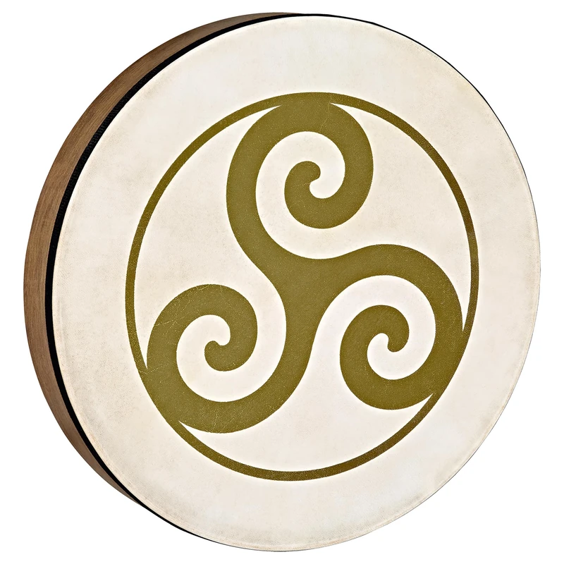 Sonic Energy 16“ Hand Drum – Triskele design – Wooden Frame Drum for Meditation, Sound Journeys, Percussion – Shamanic instrument with goat skin (HD16WB-TR)