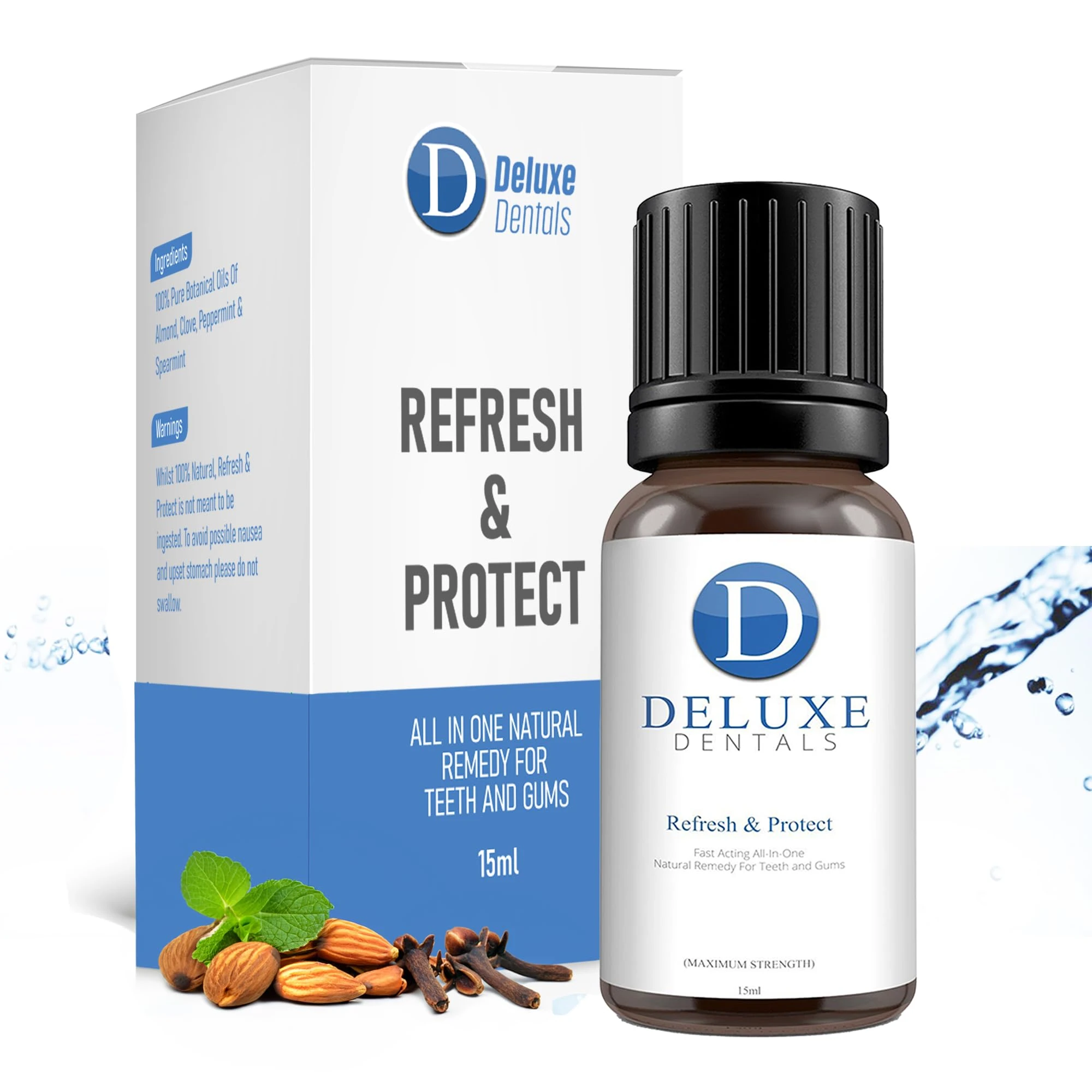 Deluxe Dentals Gum Health Treatment for Adults - Toothache Treatment - Mouthwash for Gum Health, Fast Acting Pure Botanical Oils Remedy for Teeth and Gums, Clove Oil for Toothache - 15ml