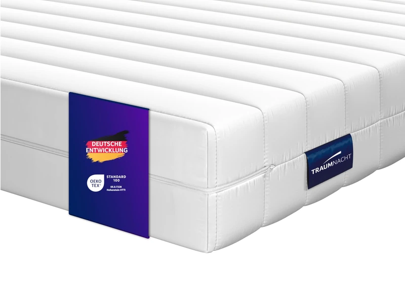 Traumnacht Basic 2 in 1 Duo Kaltschaummatratze Härtegrad 2 und 3, 90 x 200 cm, weiß