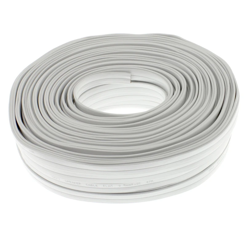 Speaker Cable Flat 2x 2.5 mm2 White 50 m CCA Audio Cable