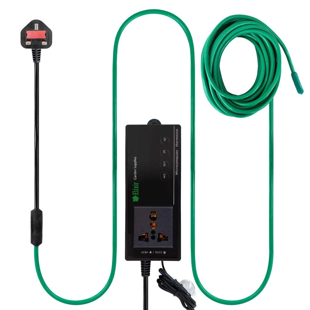 Elixir Gardens Low Energy Soil Warming Cables | 3m, 6m, 12m, 24m & 48m Lengths & Optional Thermostat for Heated Beds, Propagators, Seed Trays, Reptile Vivariums & Terrariums | 48m Cable & Thermostat