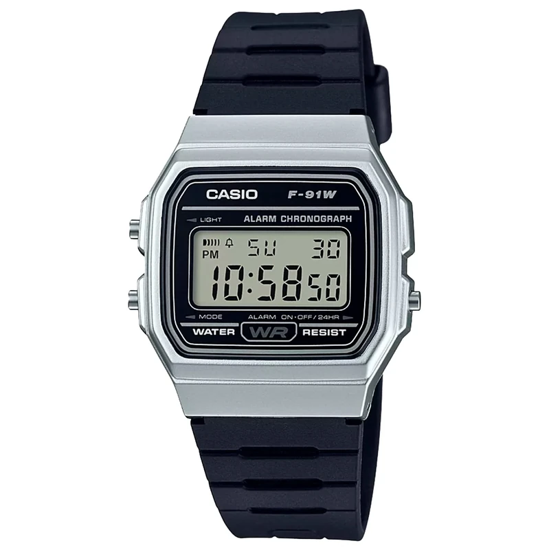 Casio Men's 'Vintage' Quartz Metal and Resin Casual Watch, Color:Black (Model: F-91WM-7ACF), White, F91WM-7A