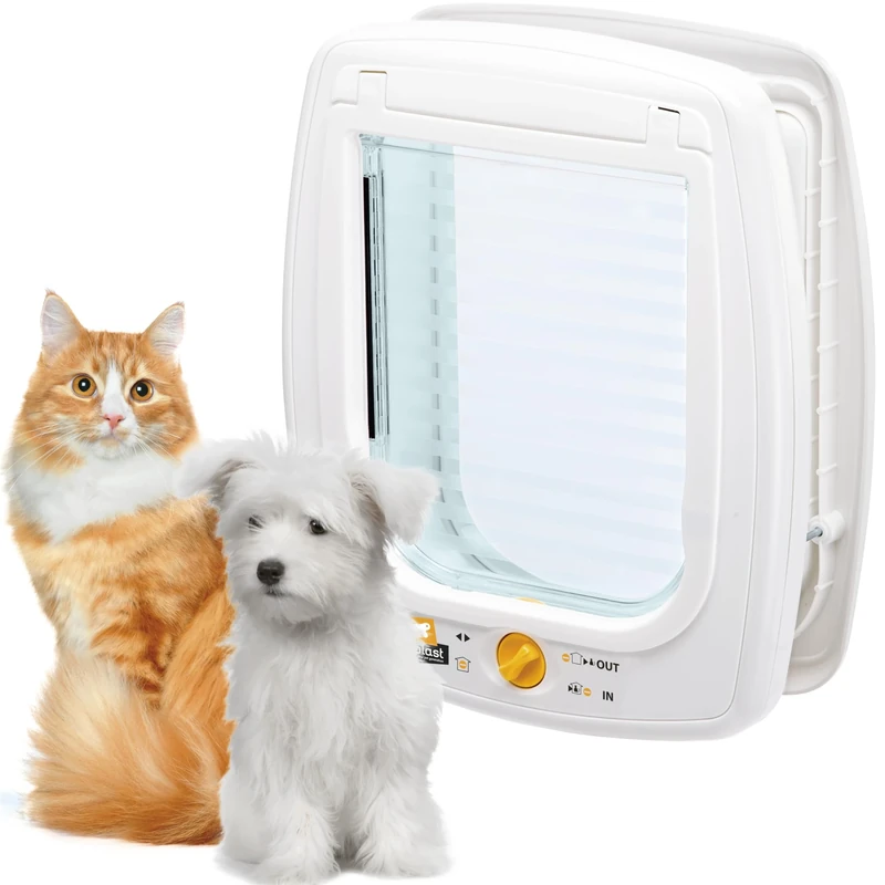 Ferplast SWING 9 Universal Cat Flap for Dogs and Cats - 4 Selectable Closing Modes - Wind-Stopper System - Closing Shock Absorber - Magnetic Anti-Oscillation - White