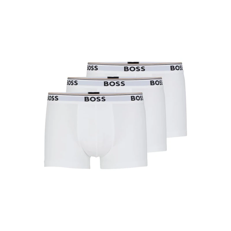 BOSS Men's 3-Pack Stretch Cotton Regular Fit Trunks, White, S (Pack of 3)