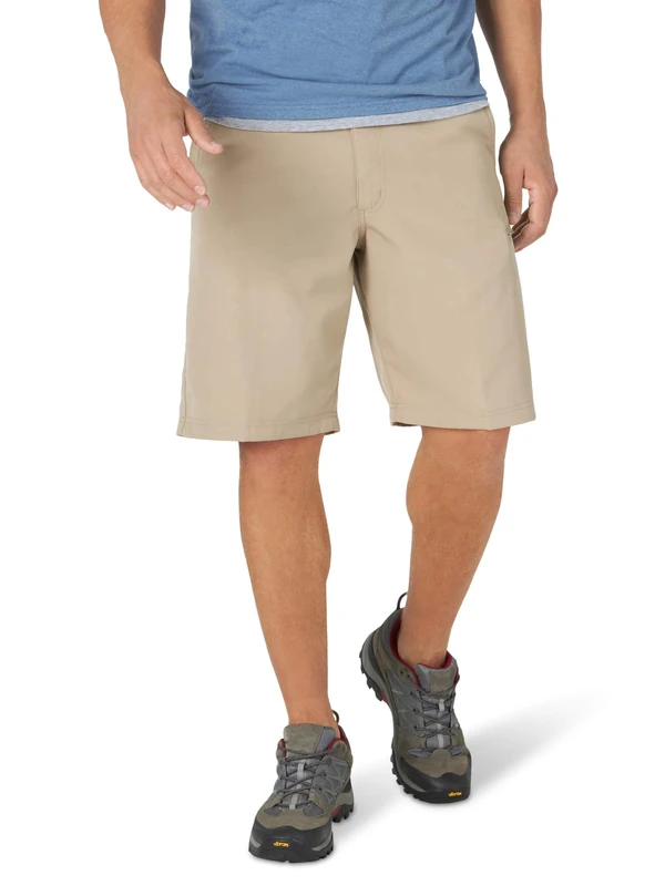 Wrangler Authentics Men's Performance Side Elastic Utility Short Cargo, Desert Sand, 32