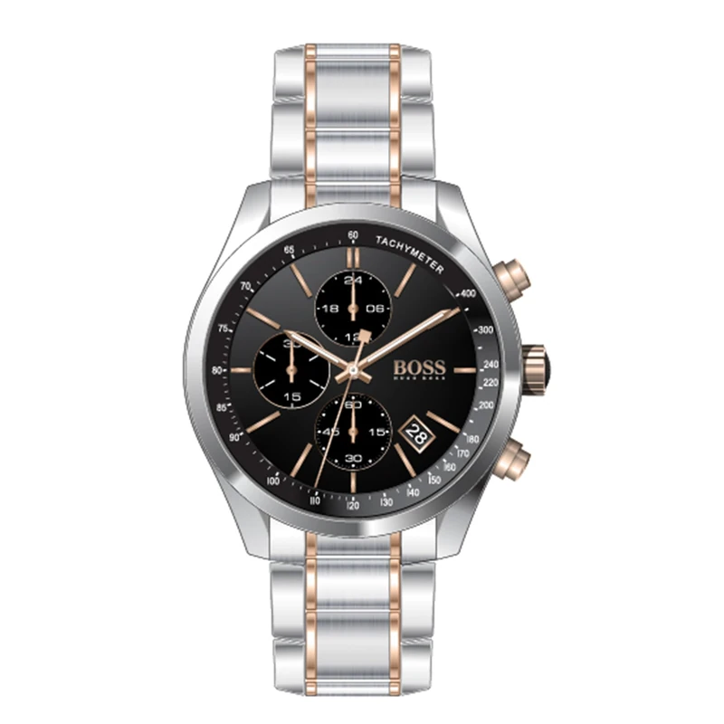 BOSS Chronograph Quartz Watch for Men GRAND PRIX Collection with Two-Tone Stainless Steel Bracelet - 1513473