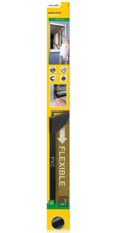 Schellenberg 50748 100 x 120 cm Insect Protection Window Screen with Magnetic Frame - Anthracite