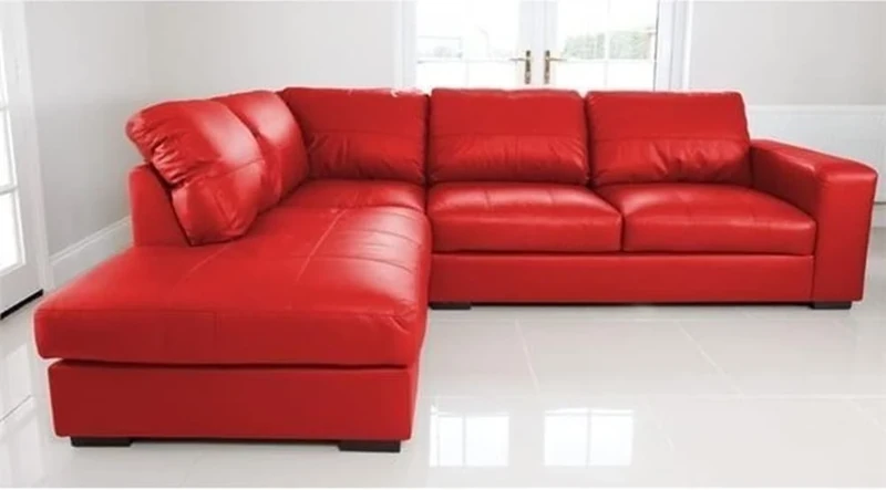 Sofas and More WESTPOINT - CORNER SOFA – FAUX LEATHER – LEFT HAND SIDE (red)