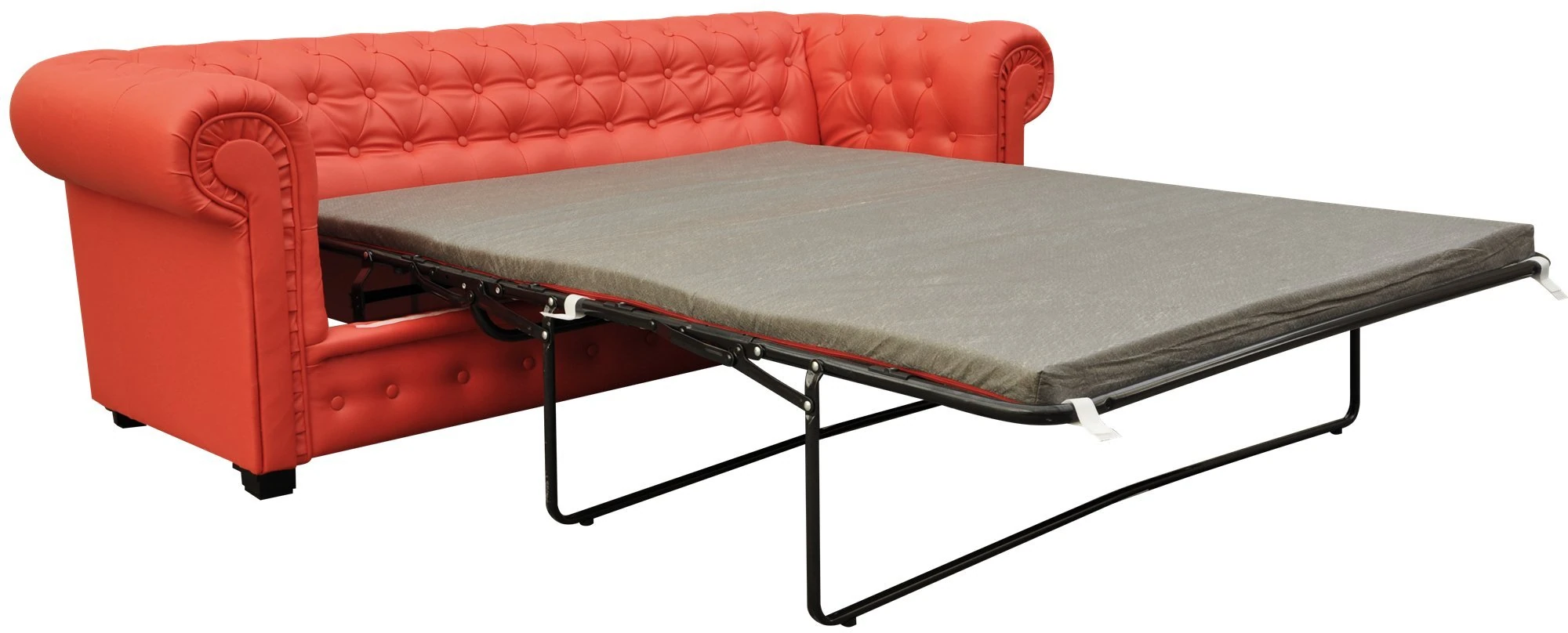 Chesterfield Style Venus Sofa Bed 3 Seater 2 Seater Black Cream Brown Red Faux Leather (3 Seater, Red)