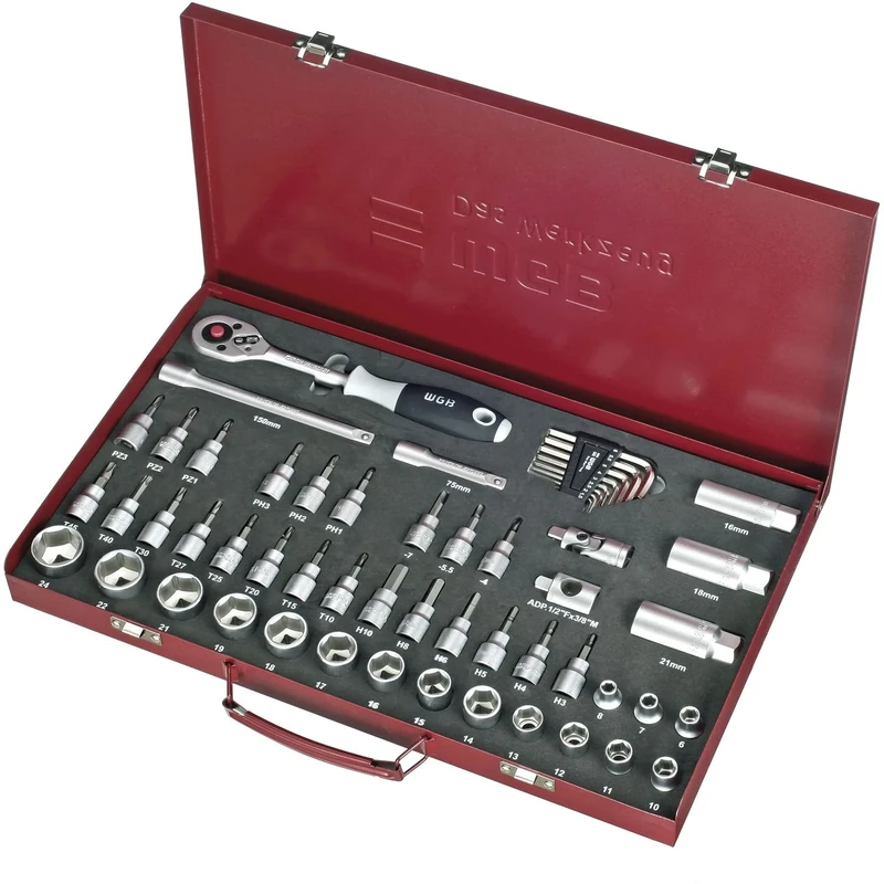 'Westfä "Die Schmiede WGB Ratcheting Socket Wrench Set Blue 3/8VIERKANT 55 Pieces – 1 x 152490003