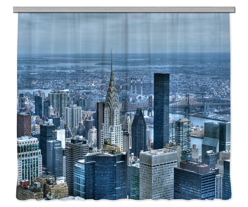 AG DESIGN Curtains, 3D Photo Print, Light, 100% PES, Multi-Colour, 280 x 245 cm - Image 1