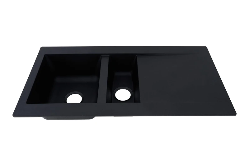 Respecta Denver mineralite sink in black / 1 basin built-in sink in 100 x 50 cm / sink suitable for base cabinets from 60 cm wide
