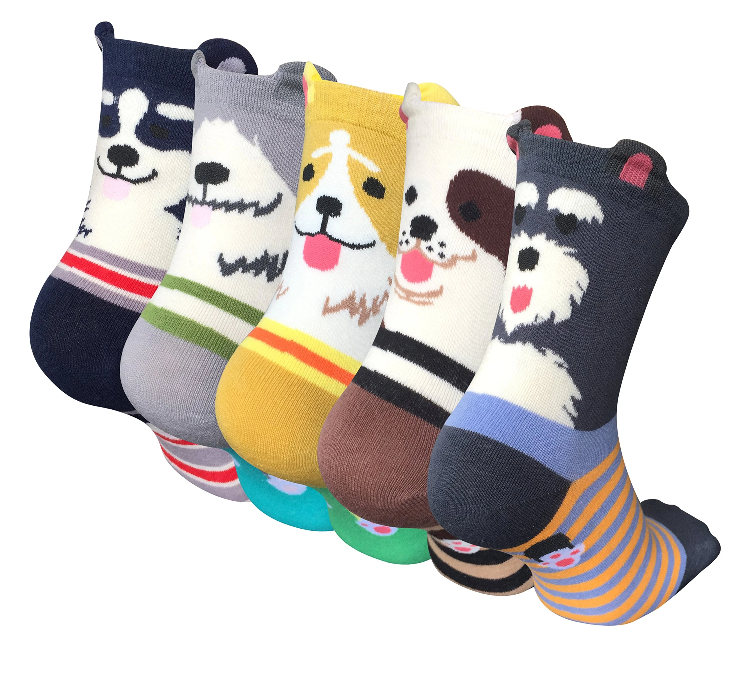 Chalier Cozy 5 Pairs Women Socks Funny Cute Animal Ladies Socks Cat Dog Sock Gifts for Women, One Size (Multicolour)