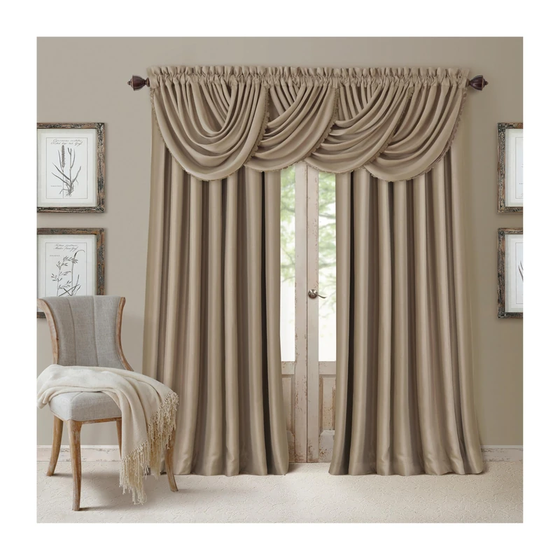 Elrene All Seasons Blackout Window Curtain Panel, Room-Darkening Rod-Pocket and Back Tab Curtain, 52"x95", Taupe, 1 Panel