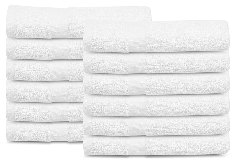 GOLD TEXTILES 24 PCS New White 20X40 Cotton Blend Economy Bath Towels Soft & Quick Dry Salon Hair Towel-Gym Towel (2 Dozen)