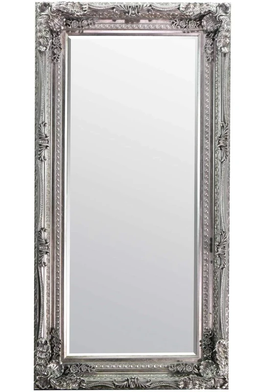 Mirror Large Carved Louis Silver Ornate Classic Wood Leaner Wall, 175x90, GL148-7