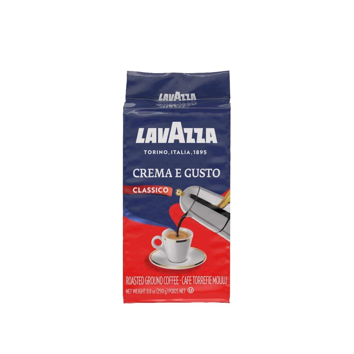 Lavazza Crema e Gusto Classico Ground Coffee, Dark Roast, 250g Each, 4-Pack - Ideal for Moka and Filter