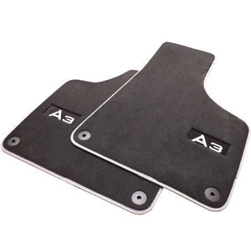 Audi 8V1061270BMNO Premium Textile Door Mat Front/Rear Black/Silver Grey A3 Pack of 4