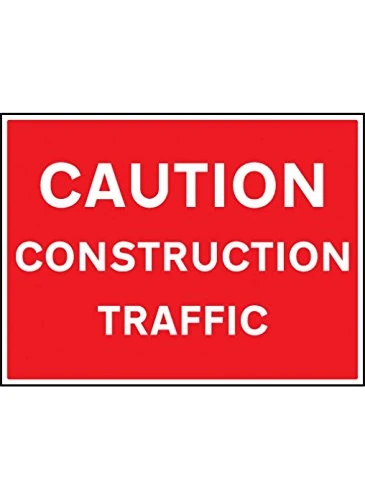 Caledonia Signs 66470Q Caution Construction Traffic Sign, Aluminium, 600 mm x 450 mm