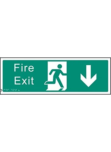 Caledonia Signs 56199 Braille Fire Exit Down