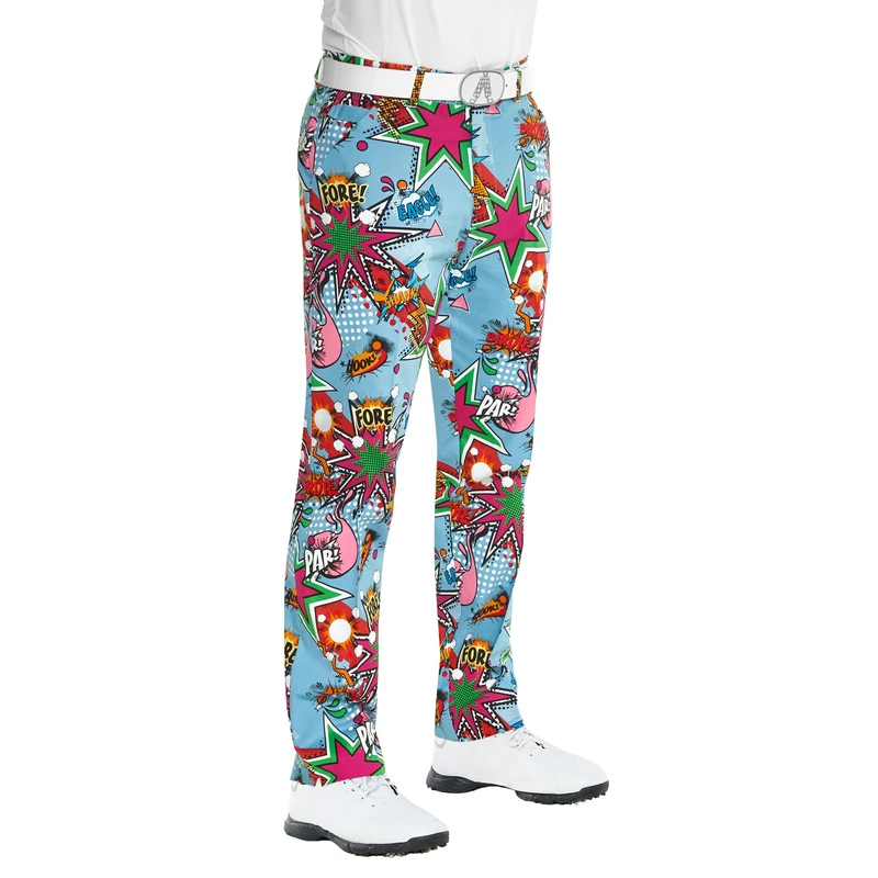 Royal & Awesome Partoon Cartoon Comic Mens Golf Trousers - 36W/ 32L - Image 1