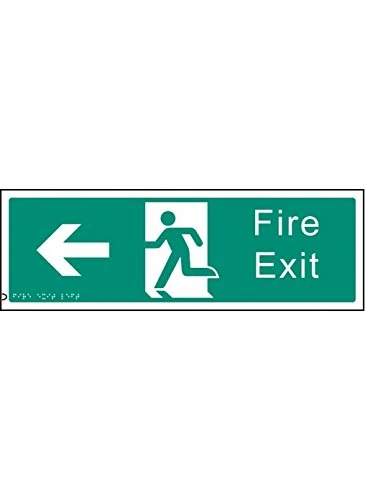 Caledonia Signs 56185 Braille Fire Exit Left