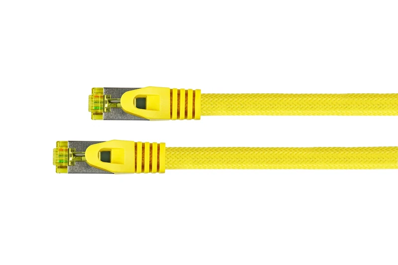 Python Series Ethernet LAN Patch Cable with RNS latch protection and Nylon Mesh yellow yellow 3 m