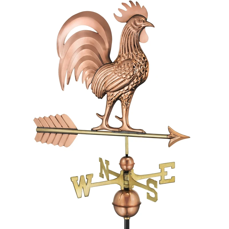 Good Directions Proud Rooster Weathervane, Pure Copper