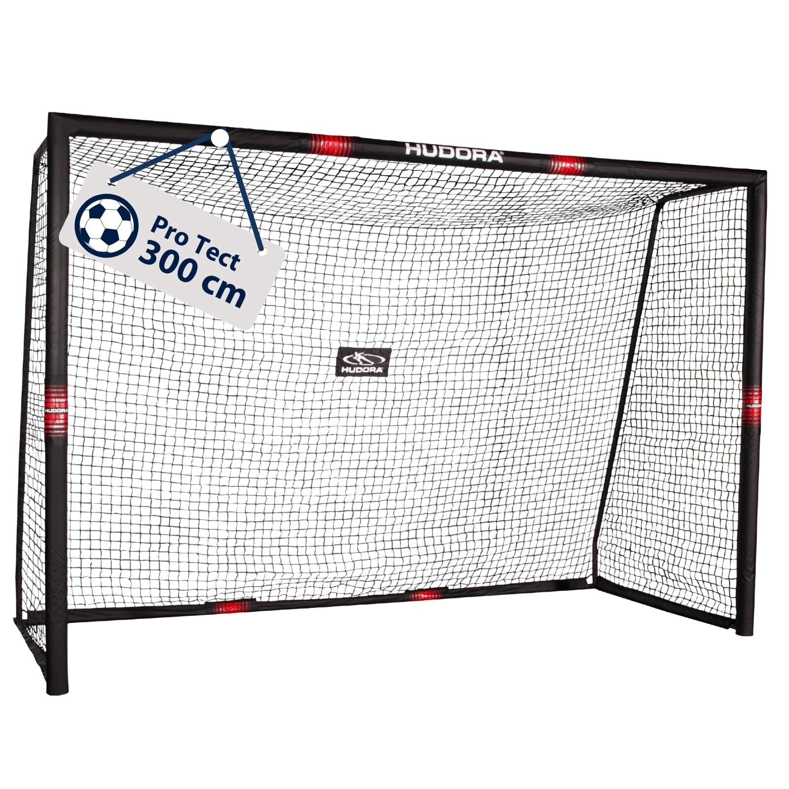 HUDORA Soccer Goal Pro Tect - Large soccer goal for kids and adults - Foam-covered football goal with net - Premium Outdoor Goal Wall with Impact Protection