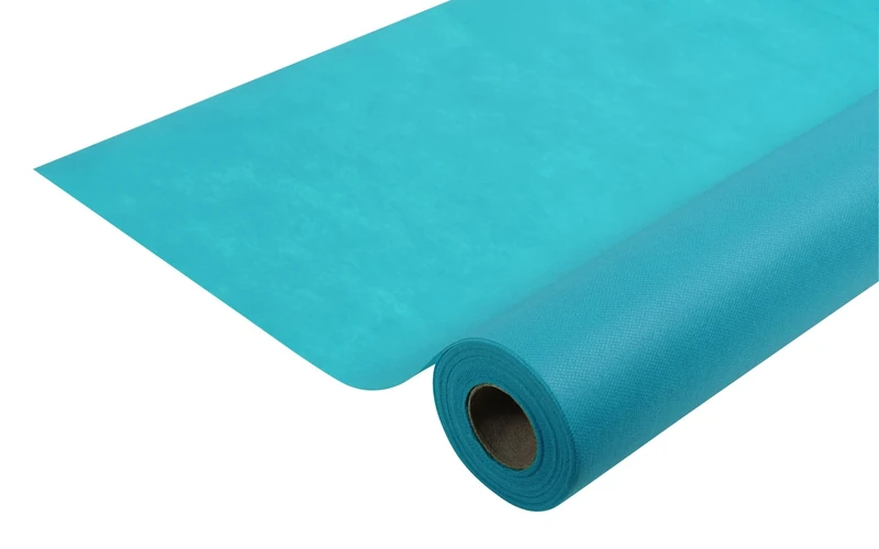 Disposable spun bound non-woven tablecloth - Roll 50 M long X 1.20 M wide - Ripstop, water-repellent and wipe able fabric - Turquoise