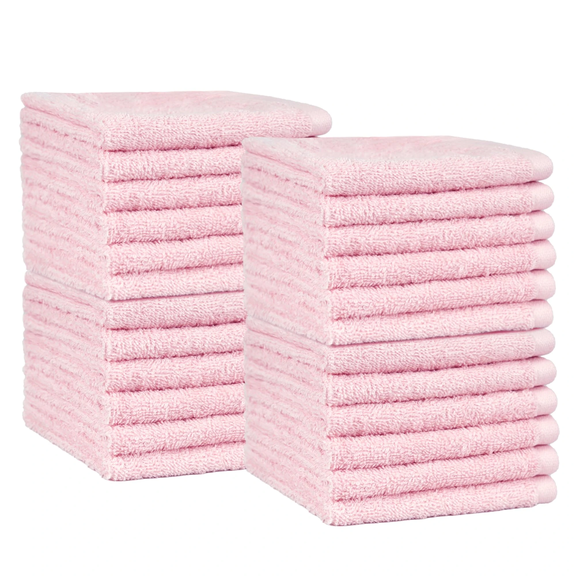 Amazon Basics Face Towels for bathroom, 100% Cotton Extra Absorbent washcloth, Fast Drying - bath towel - 24-Pack, Petal Pink (30 x 30 cm)