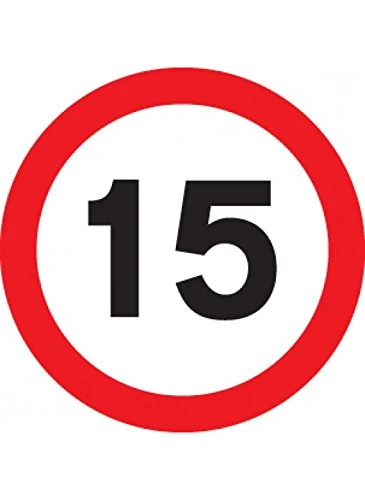 Caledonia Signs 57710 15 Mph Class R2 Permanent, 600 mm Diameter, 3 mm Aluminium Composite