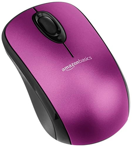 Amazon Basics Wireless Computer Mouse with USB Nano Receiver – Purple