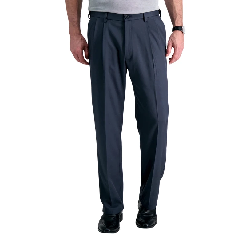 Haggar Men's Cool 18 Pro Classic Fit Pleated Pants - Navy