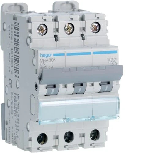 Hager M Series - Automatic magnetothermal -m Curve-b 6ka 3-Pole 40a