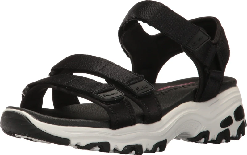 Skechers Women's D'Lites Fresh Catch Sandal, Black, 7 UK