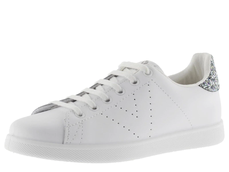 victoria Tenis Leather Low-Top Trainers & Glitter Back & Perforated Logo 1125104 for Women Antracita 37