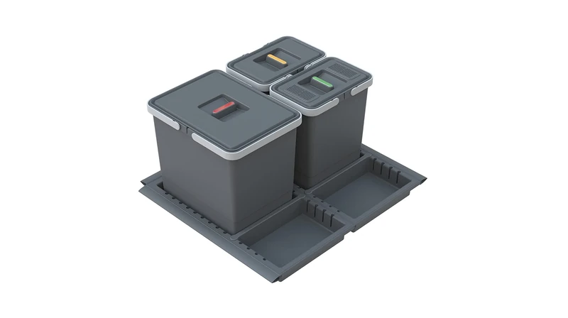 ELLETIPI Metropolis ptc28 06050 4 F C10 PPV Differentiated Bin Drawer, Grey, 51 x 46 x 28 cm