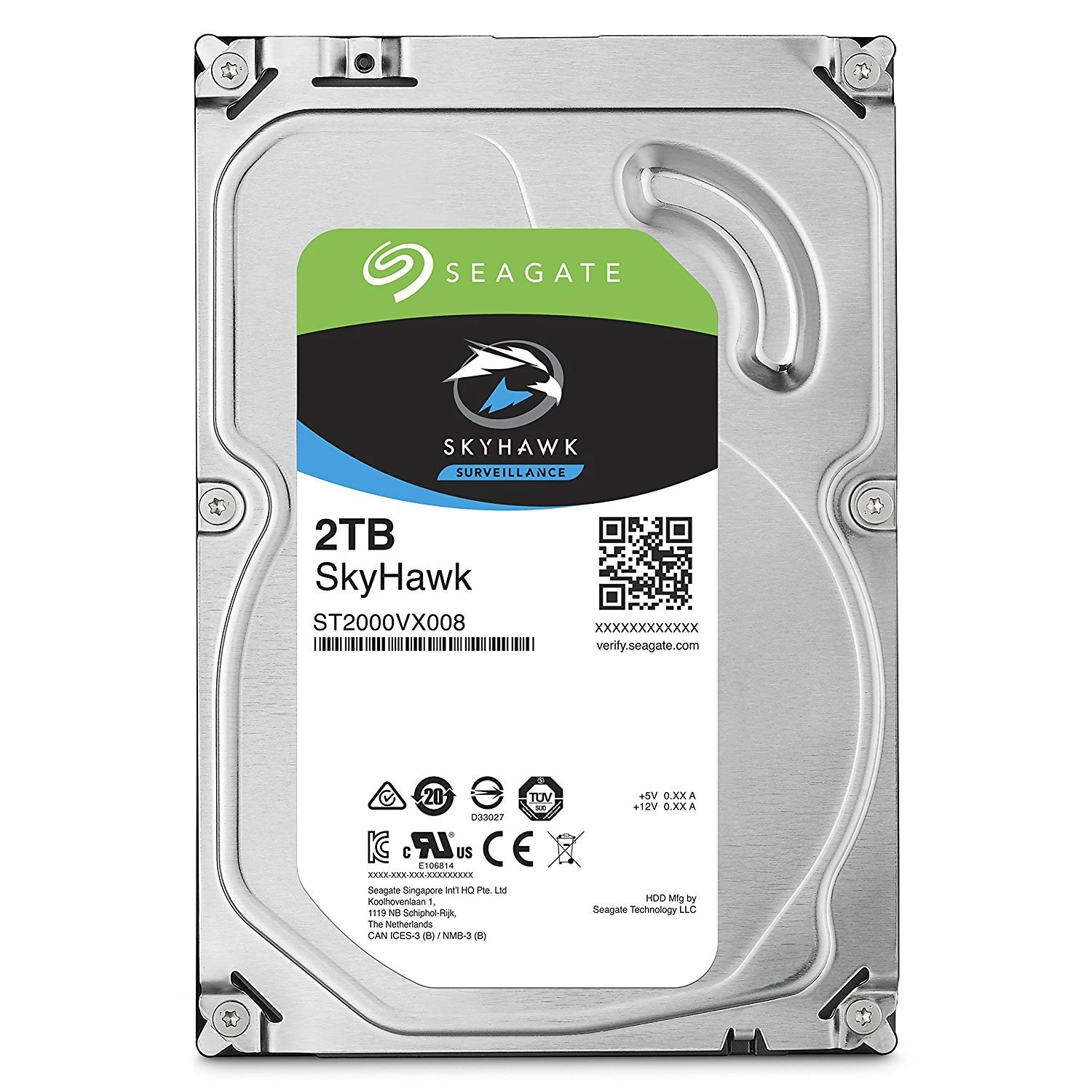 Seagate Skyhawk Surveillance HDD ST2000VX008 - HDD - 2 TB - Internal - 3.5" - SATA 6Gb/s - 5900 RPM - Buffer: 64 MB