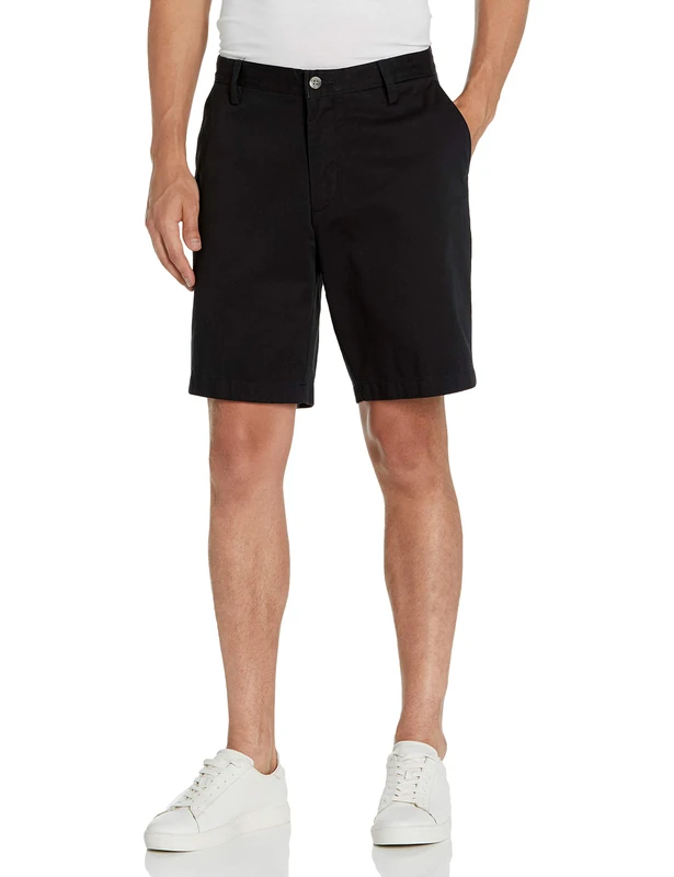 Nautica Men's Cotton Twill Flat Front Chino Short, True Black, 44W Tall