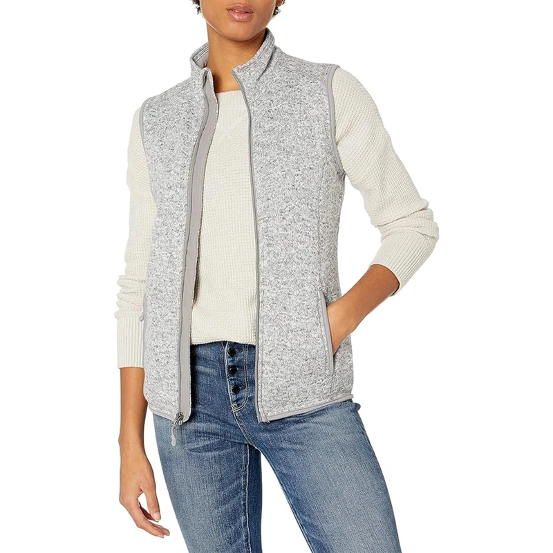 Charles River Apparel Women's Pacific Sweater Fleece Vest Jacket, Light Grey Heather, Medium