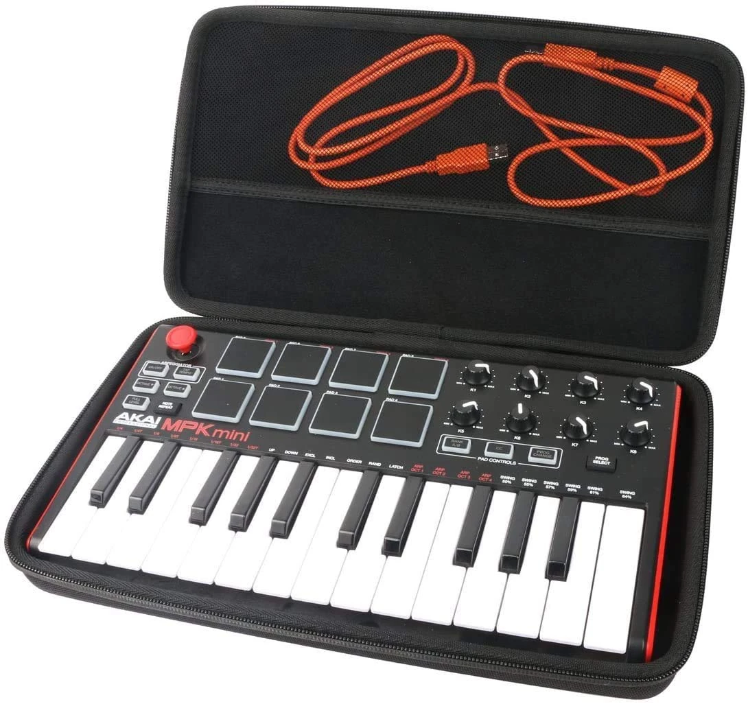 Khanka Hard Travel Case for Akai Professional MPK Mini MK3/MKII MK2/Play 25 Key USB MIDI Controller 25-Note Piano Style Keyboard.(Case only)