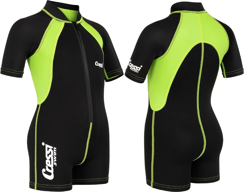 Cressi Kids Shorty Wetsuit - Black/Lime, 3 Years