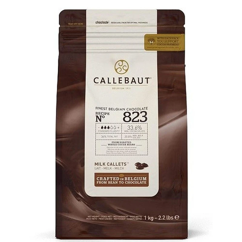 Callebaut 823 Finest Belgian Milk Chocolate Couverture Callets 33.6% Cocoa 1kg