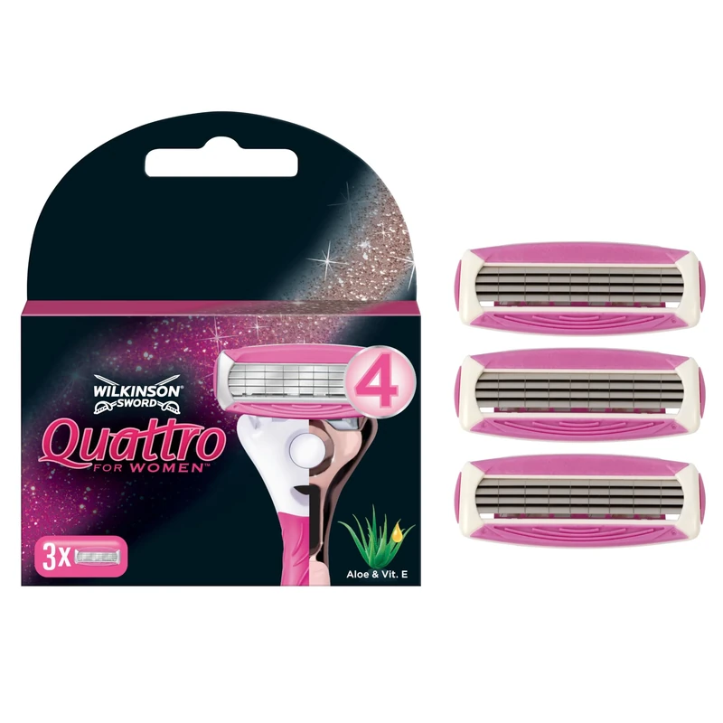 Wilkinson Sword Quattro Women Razor Blades - 3 Pack Aloe & Vitamin E