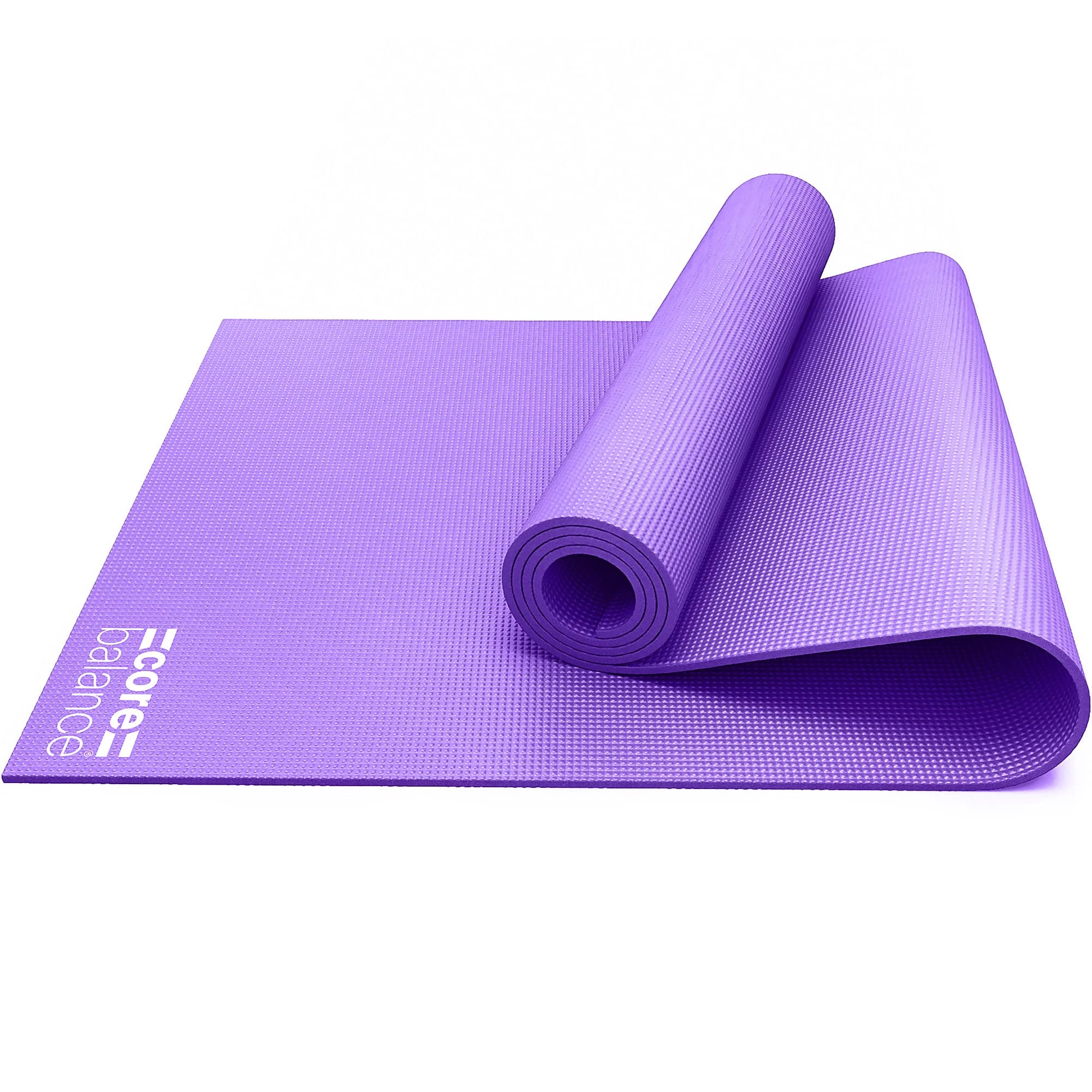 Core Balance Yoga Mat With Strap 6mm Thick Non Slip Foam For Home Exercise (Purple)
